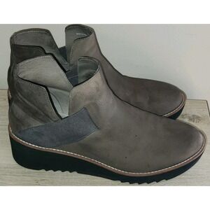 Eileen Fisher Gray Suede Leather Ankle Booties Platform Wedge‎ Heel Comfort
